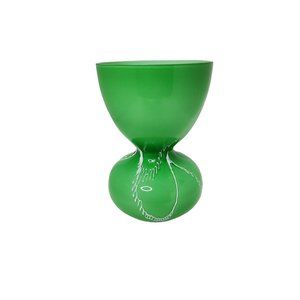 Vintage Murano Style Art Glass Green/White hourglass shape Vase